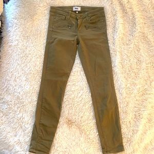 Paige Olive Green Skinny jean, size 27/28